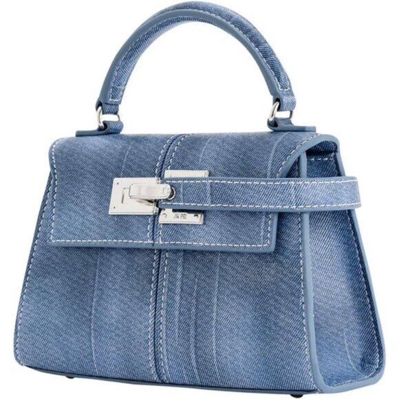 🆕Jw Pei Women Blue Vegan Leather Imported Elegant Sustainable Top Handle Bag - Picture 6 of 10